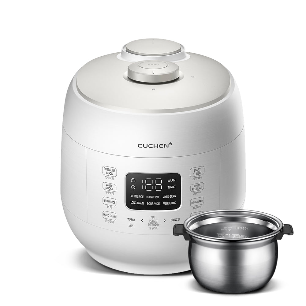 The Quick & Easy Exceptional Flavor Golden Rice Cooker - Stainless Steel Inner Pot 6 Cups Cuchen USA