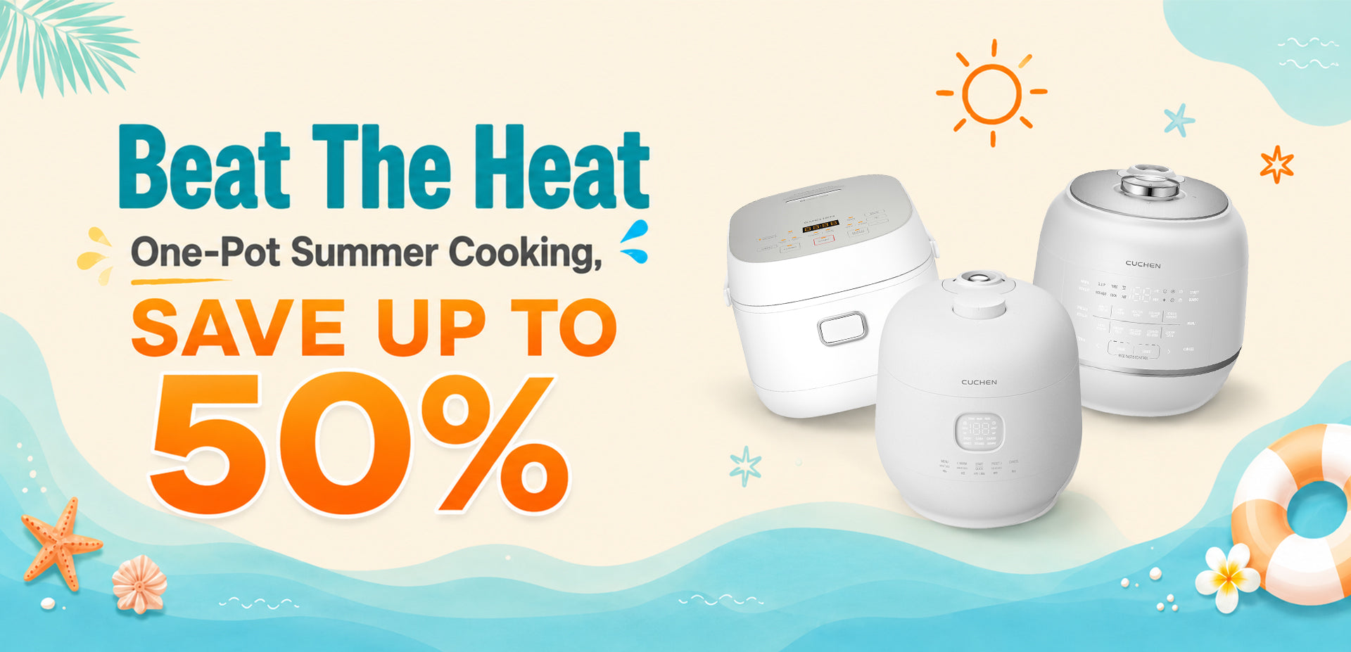 Beat the heat July Sale banner cuchen rice cooker