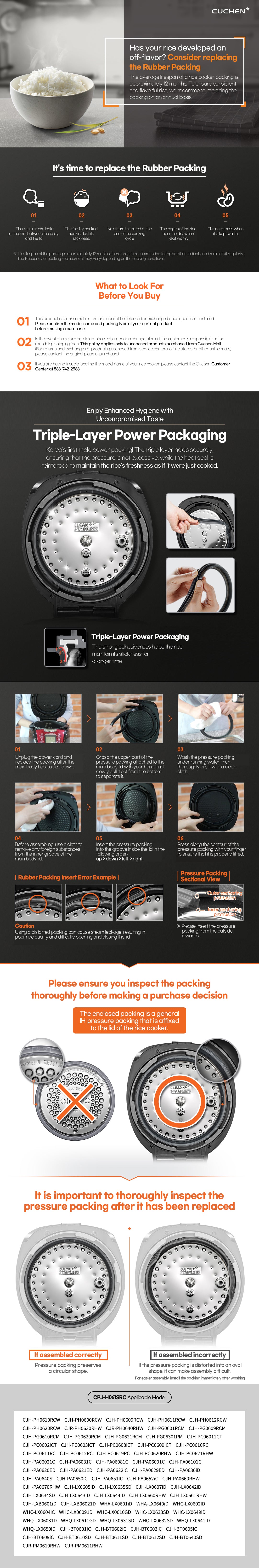CPJ-H061SRC (Replacement Rubber Packing for CJR-PM0611, CJR-PM0610, CJH-PH06, CJH-PC06, CJH-PA06, WHA-LX06, WHA-BT06 Series)