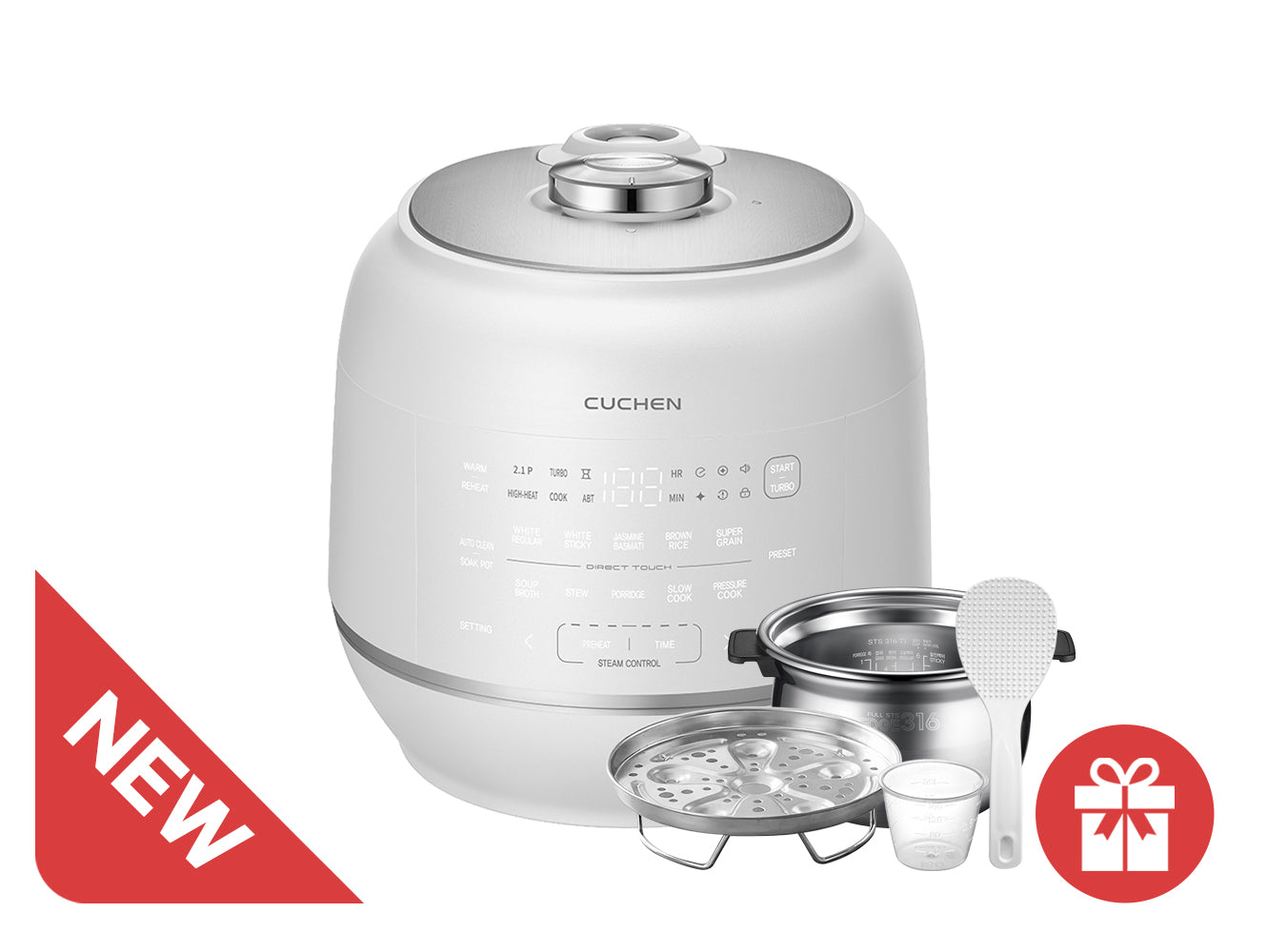 6-Cup (6 Person) Auto Dual Pressure Rice Cooker – Stainless Steel Inner Pot(316Ti Medical-Grade) CRT-RPD0610IEWUS