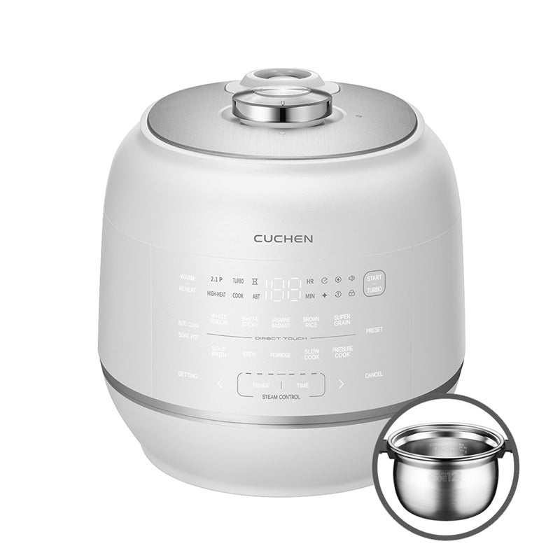 Cuchen Auto Dual Pressure Rice Cooker – 316Ti Medical-Grade Stainless Steel Inner Pot 6 Cup - CRT-RPD0610IEWUS