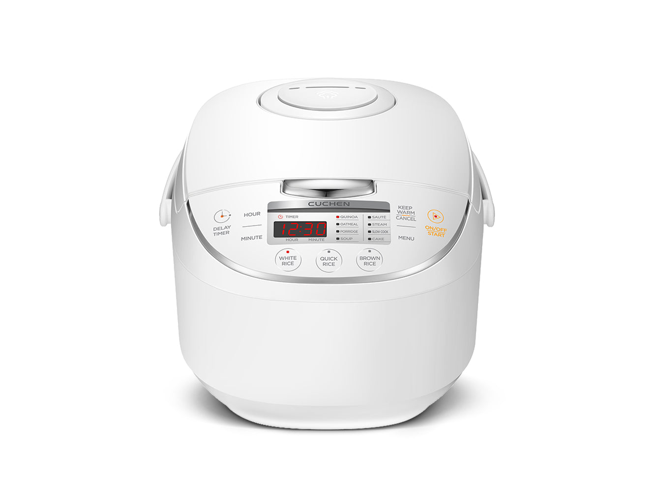 White rice cooker on a white background