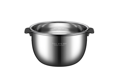 Stainless steel pot with 'FULL STS 304' text on a white background